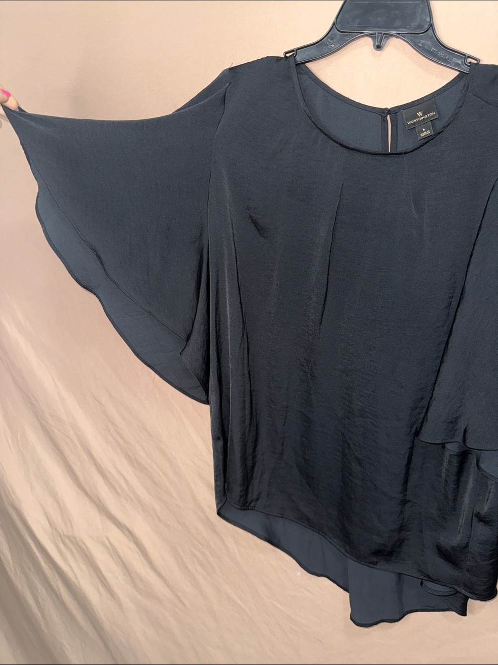 NWOT BUNDLE OF 2 Women’s Large Black Short Sleeve Blouses by Worthington - Picture 4 of 10